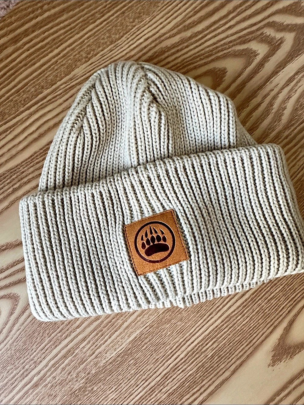 Muskoka Bear  WareRibbed Knit Beanie in Cream Like New Made in Canada